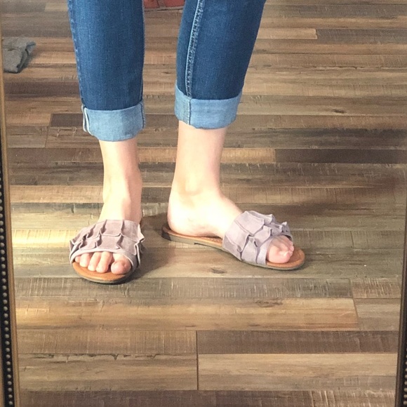 Lavender Suede Slides - Picture 4 of 5